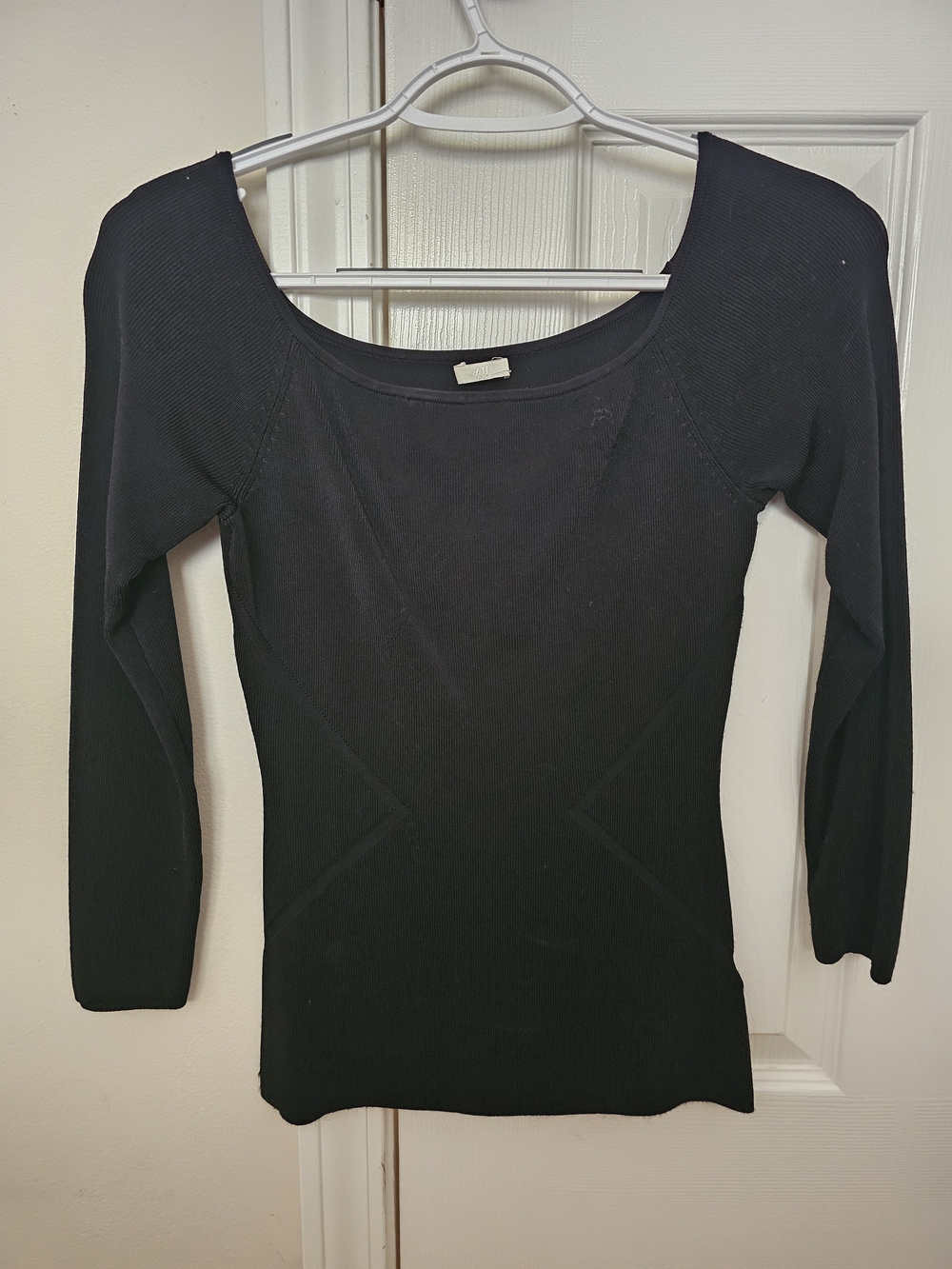 H&M Black Long Sleeve Scoop Neck Top